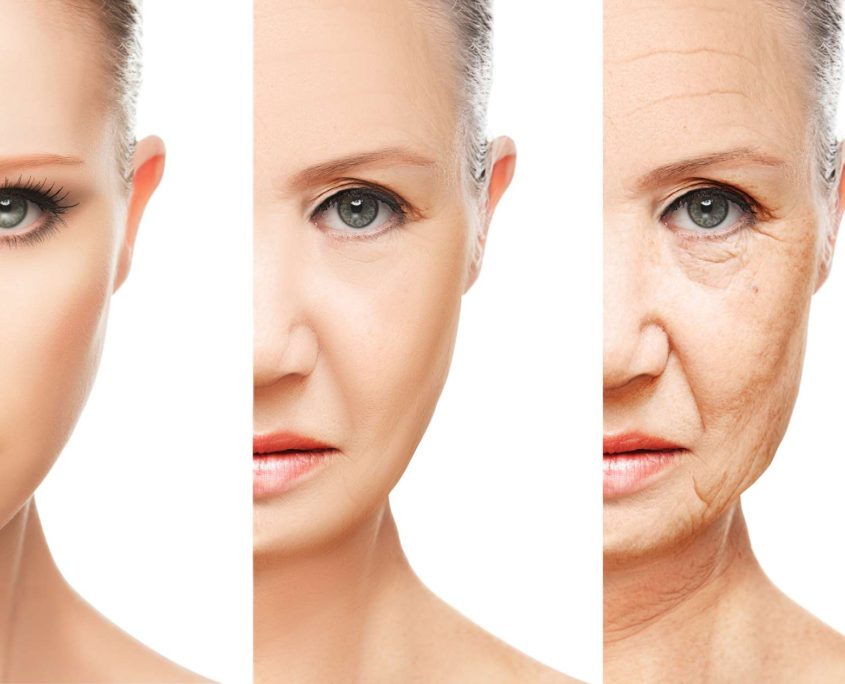 concept of aging and skin care isolated